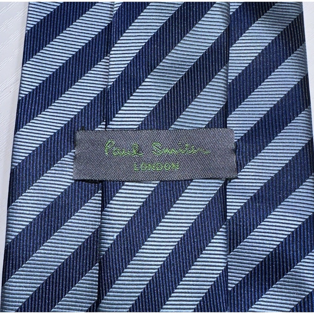 Paul Smith London Blue Striped Necktie Mens 100% Silk Handmade 60" X 4"‎